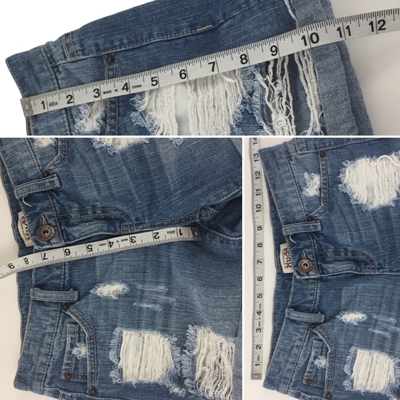 3/$25 Mudd Womans Mini Blue Denim Grunge Shorts - Picture 2 of 6